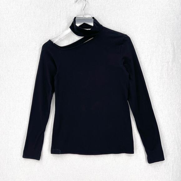 ENZA COSTA Detached Mockneck Top Womens Large Black Brushed Cotton Long Sleeve - Picture 5 of 16